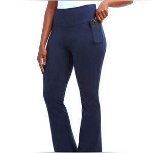 Jockey Womens XXL Studio Flare Stretch Yoga Pant High Waist Navy Blue 31" Inseam